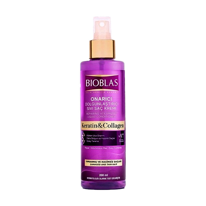 اسپری دو فاز ضد ریزش مو بیوبلاس Bioblas مدل Keratin& Collagen حجم 200 میلی لیتر