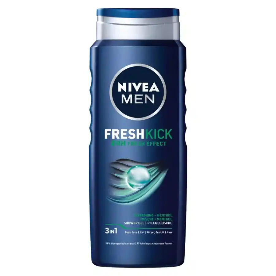 شامپو سر و بدن مردانه نیوا NIVEA مدل FRESH KICK حجم ۵۰۰ میلی لیتر