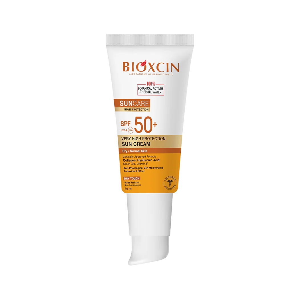 ضدآفتاب بی رنگ بیوکسین BIOXIN مدل DRY/NORMAL SPF+50 حجم 50 میلی لیتر