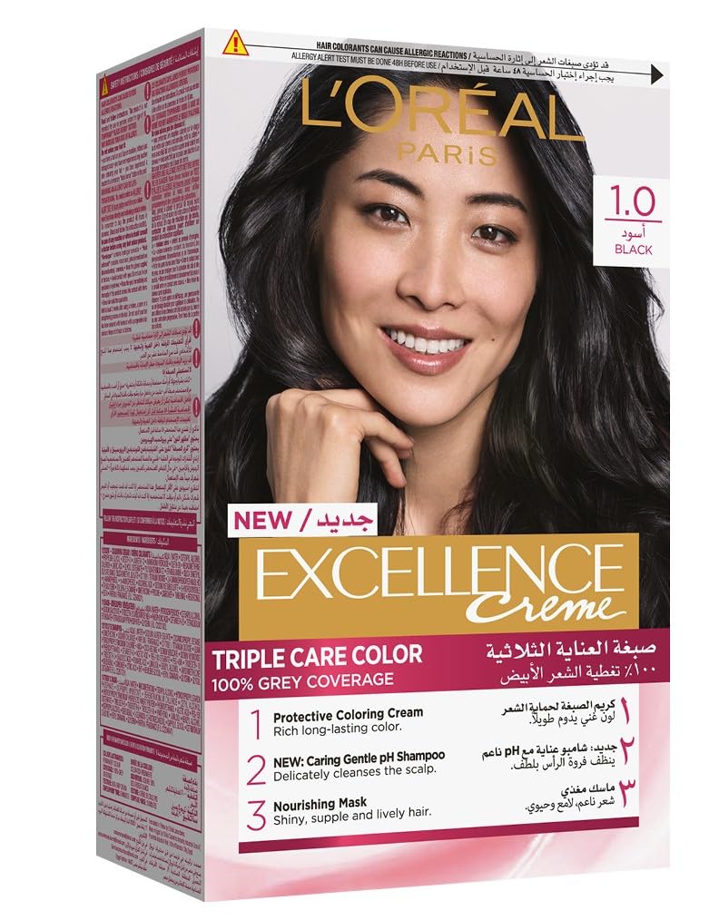 کیت رنگ مو لورال LOREAL سری EXCELLENCE CREME شماره 1.01 رنگ مشکی پر کلاغی