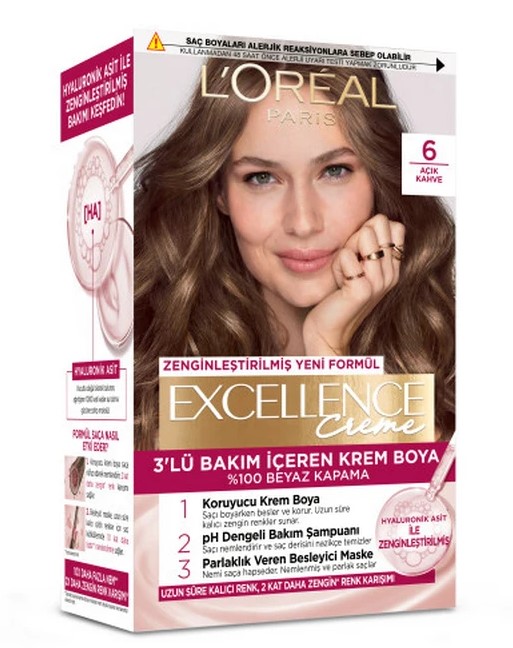 کیت رنگ مو لورال LOREAL سری EXCELLENCE CREME شماره 6 قهوه ای تیره